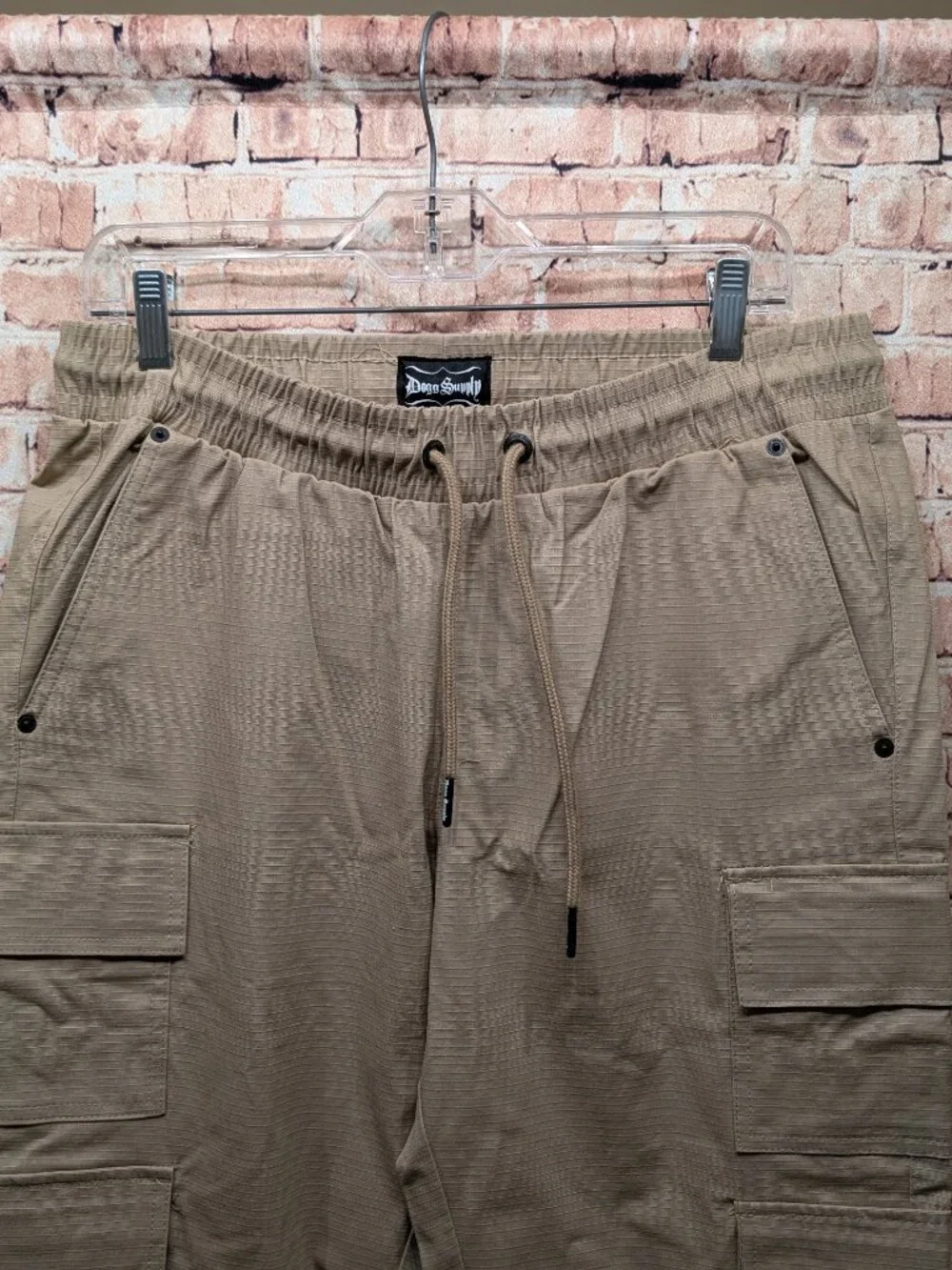 Dogg Supply by Snoop Dogg Beige Utility Cargo Pants Drawstring Waist Size Medium